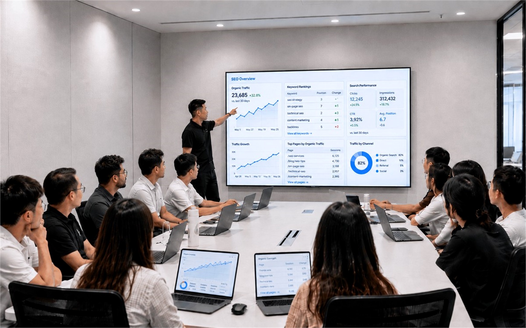 Google SEO strategy meeting and analytics planning